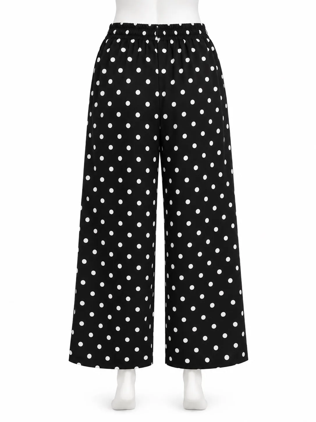 Glassons Women's Black White Polka Dot Wide Leg elastic Waist Pants Size 10 – photo 2