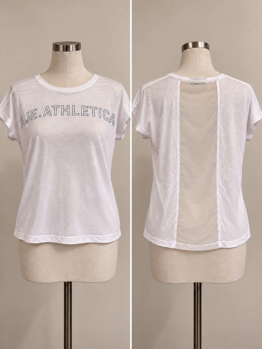 AJE.ATHLETICA Women's White Crew Neck Short Sleeve Mesh Back Logo Tee AU 6 AU 8 – photo 2