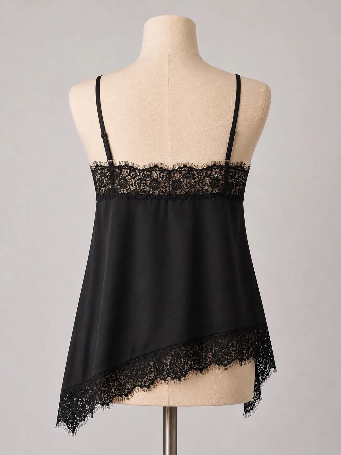 Supre Black Satin Camisole Lace Trim Adjustable Straps Women's Size 4 — photo 2