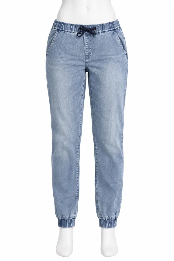 Uniqlo Women's Denim Jogger Jeans Elastic Waist Drawstring Pockets Blue 10