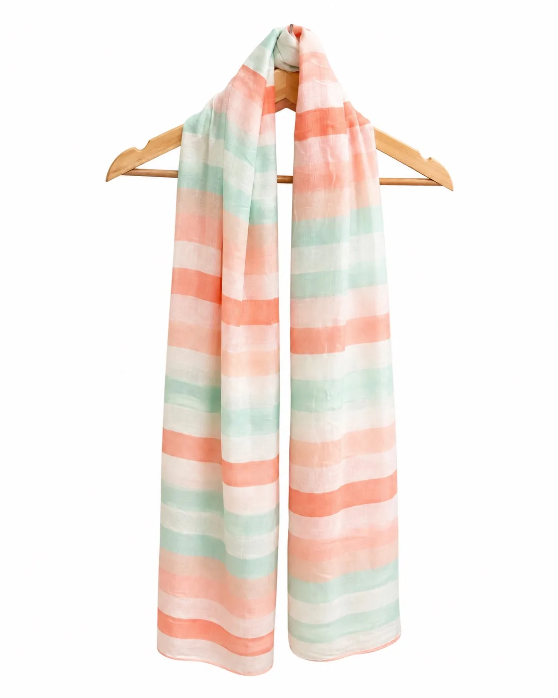 Women's Pink green Blue White Striped Shawl Wrap Scarf Lightweight Cotton — photo 3