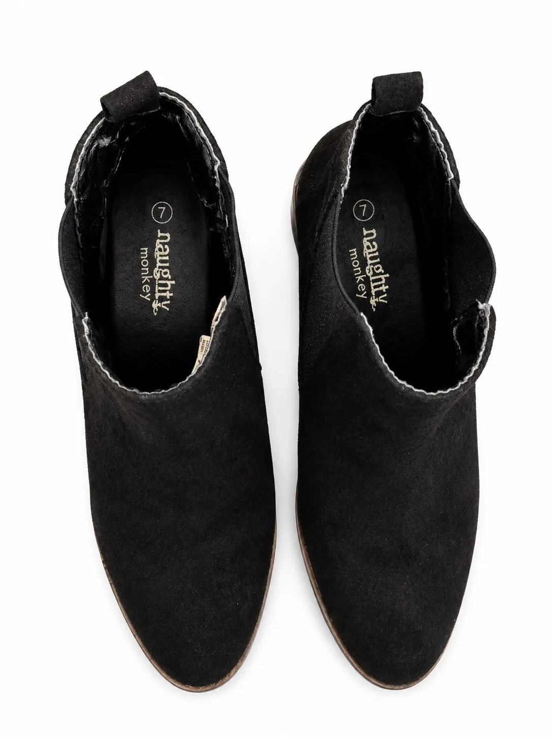 Naughty Monkey Black Suede Women's Ankle Boots Pull Tab Low Block Heel AU 7 — photo 4