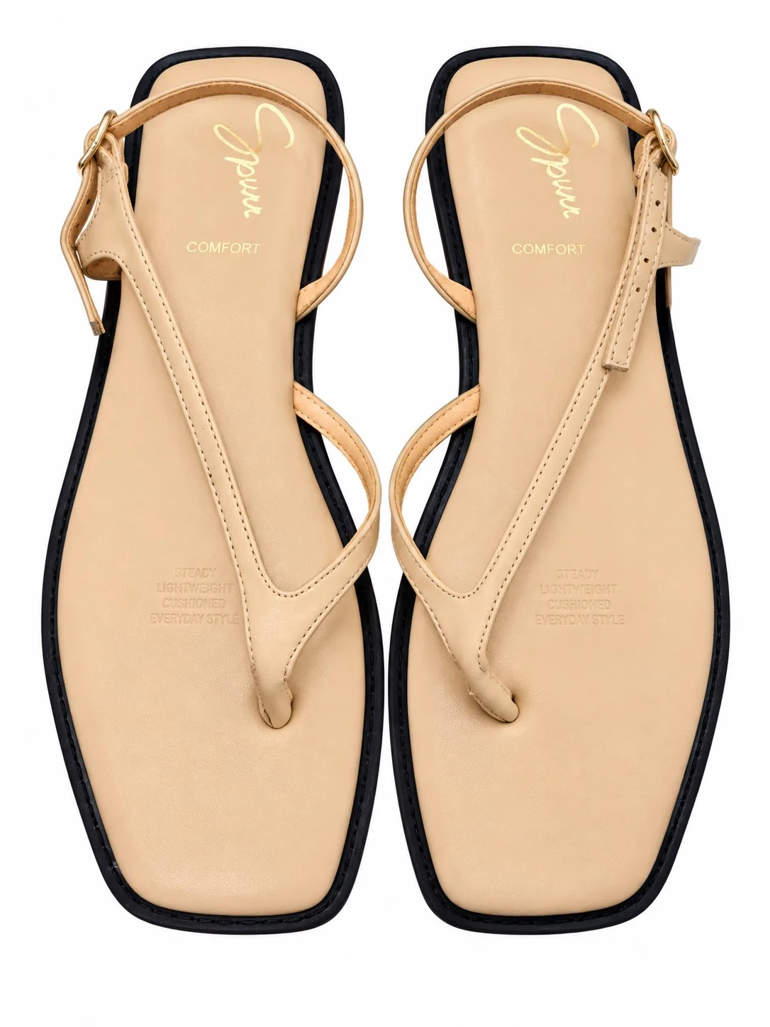 Spurr Women's Beige Thong Sandals Ankle Strap Buckle Cushioned Size AU 7 – photo 2