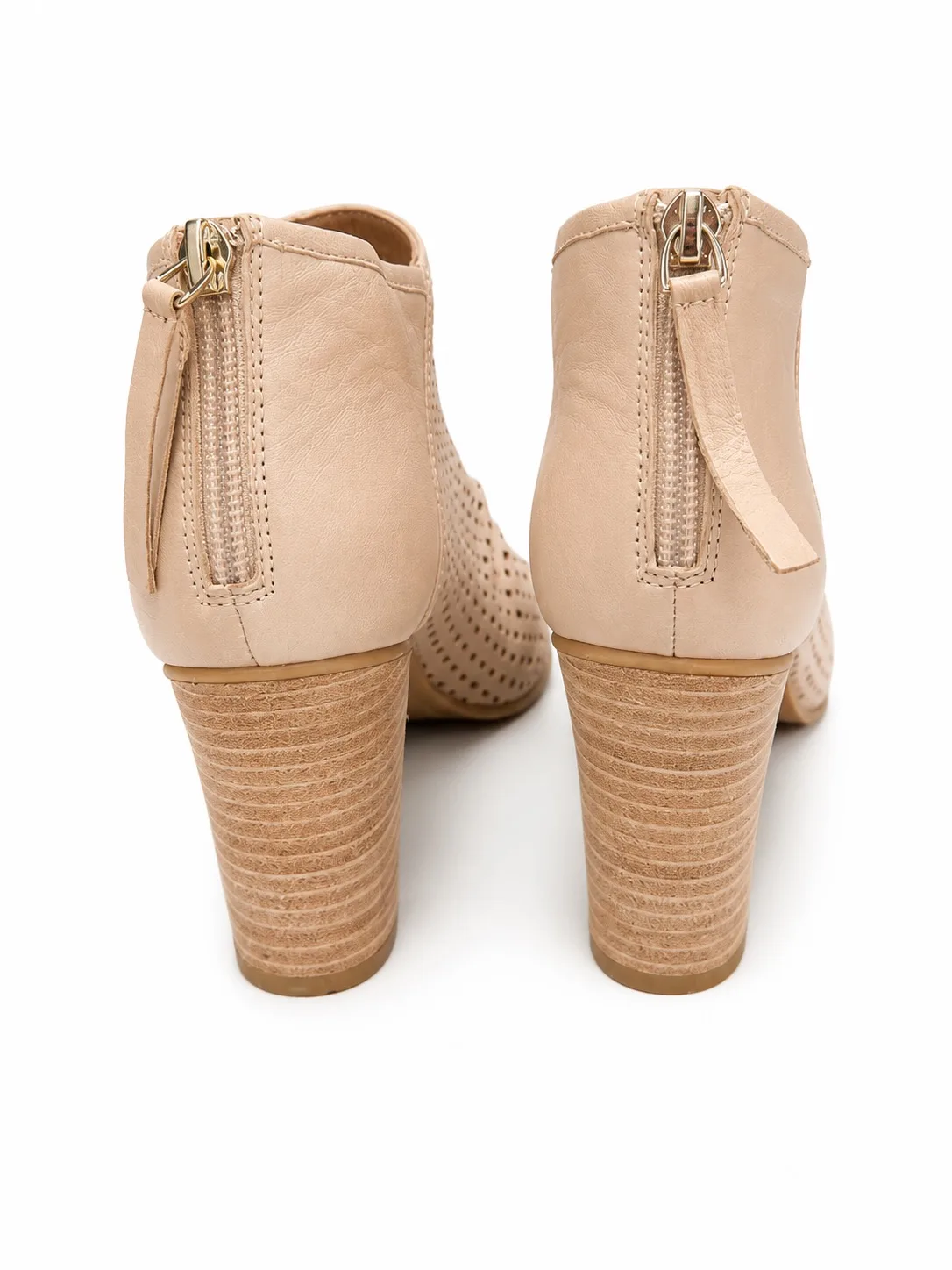 Wittner Orana Beige Leather Women's Ankle Boots Perforated Open Toe Zip AU 6 — photo 2