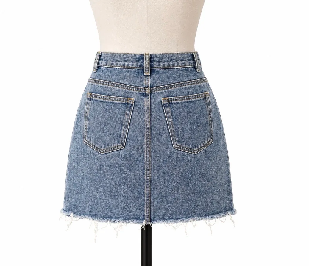 Glassons Blue Denim Cotton Solid Mini Skirt Button Zip Closure Women's Size 8 — photo 2