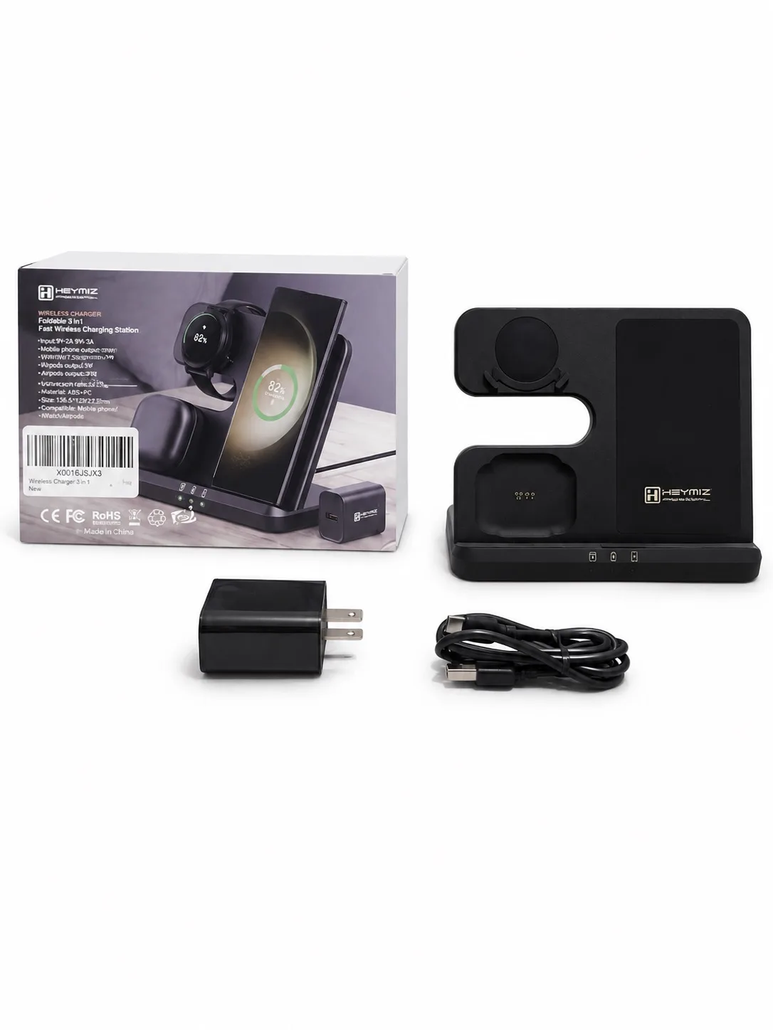 HEYMIX 3 in 1 Fast Wireless Charging Station Samsung S24/S23 Ultra Watch BNIB — photo 3