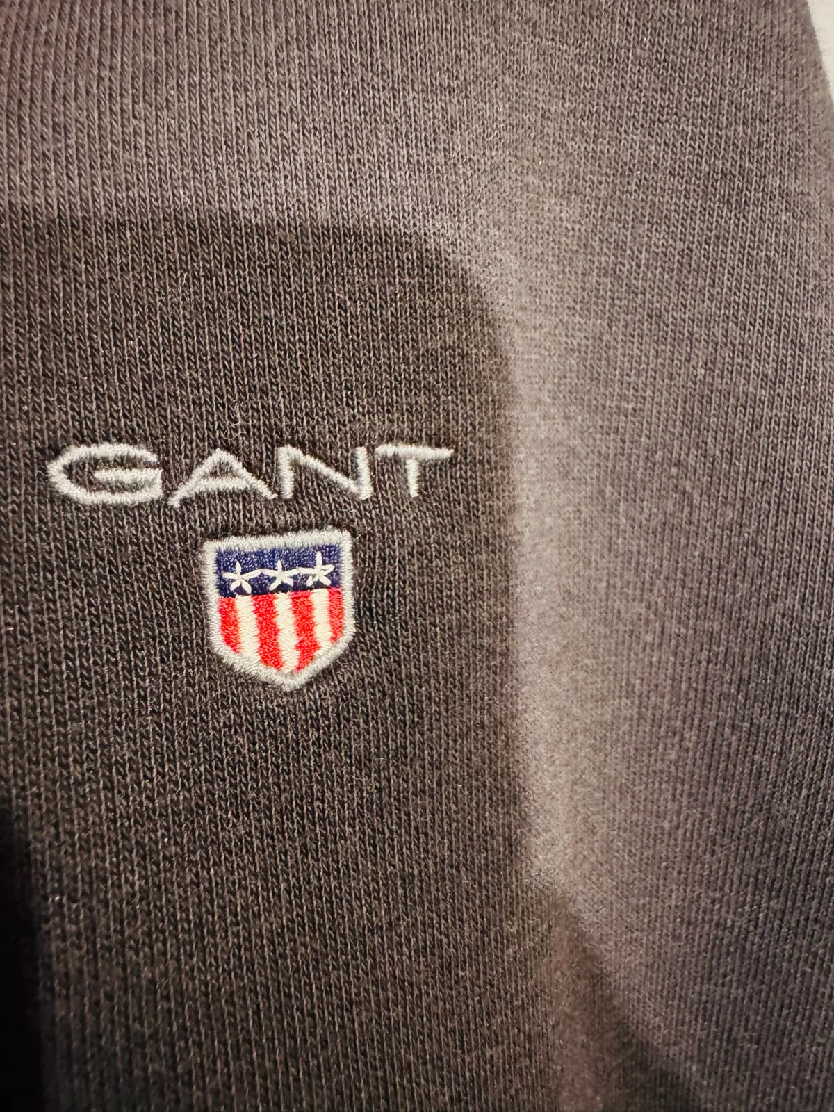 GANT Men's Black Solid Pullover Hoodie Logo Drawstring Size M — photo 3