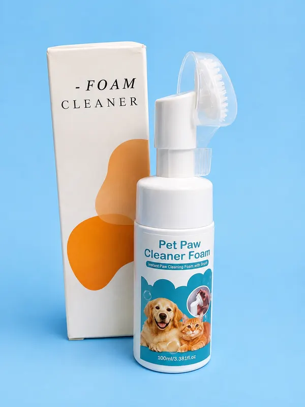 Waterless No-Rinse Paw Cleaner Dry Shampoo Foam InBuilt Brush Scrub Dog Cat New
