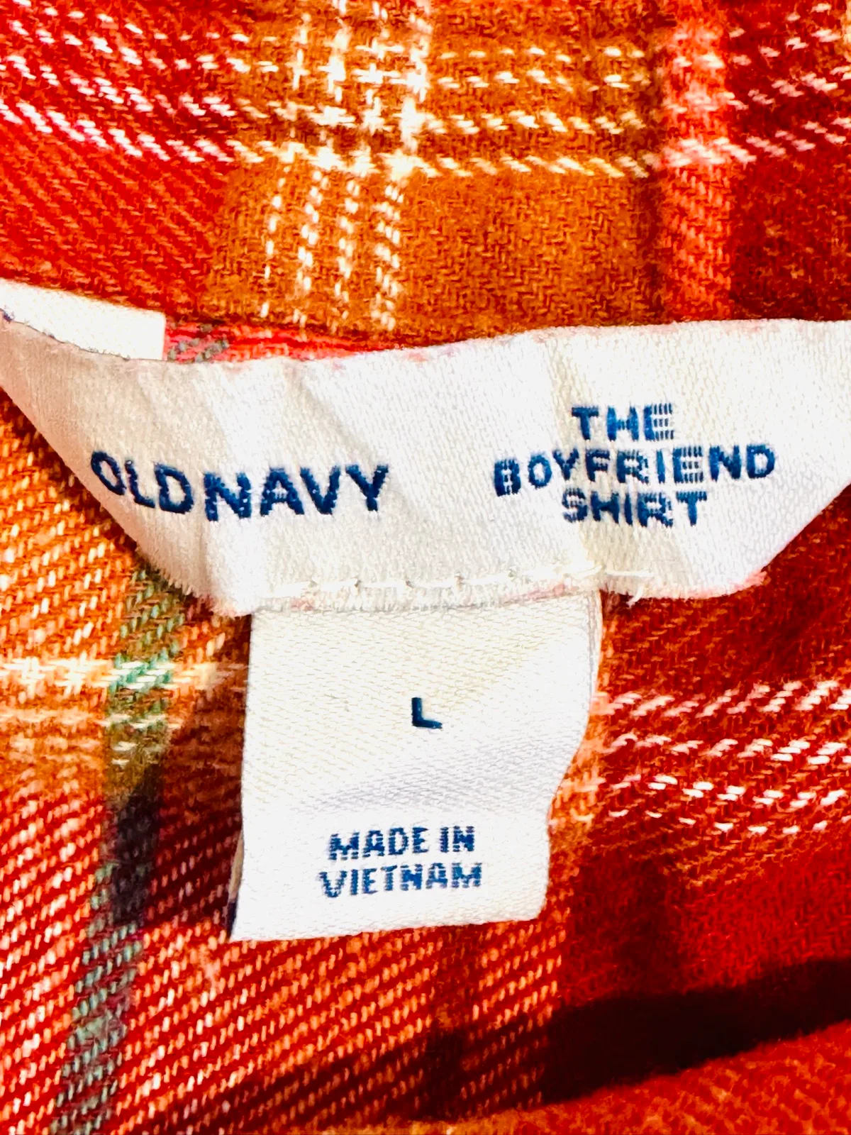 Old Navy The Boyfriend Shirt Women's Plaid Flannel Button-Up Relaxed L – photo 3