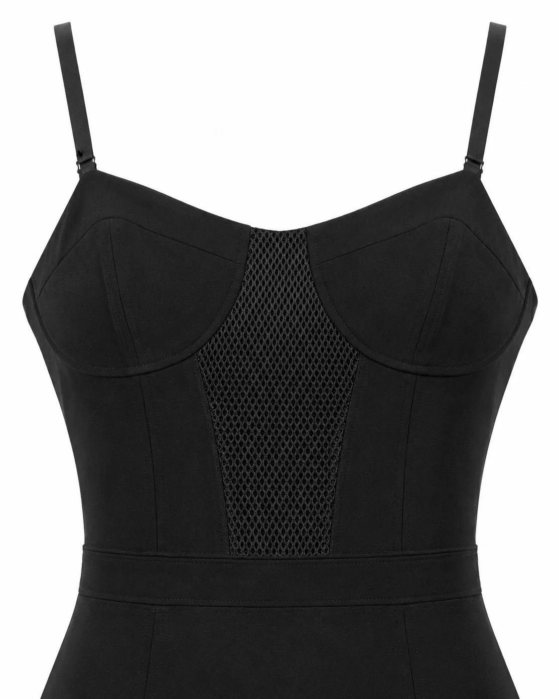 Witchery Black Sweetheart Mesh Adjustable Strap Sleeveless Midi Pencil Dress 8 — photo 2