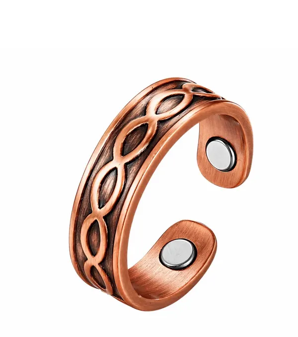 BNWT Brass Copper Ring Magnetic Therapy Health Adjustable Men Women