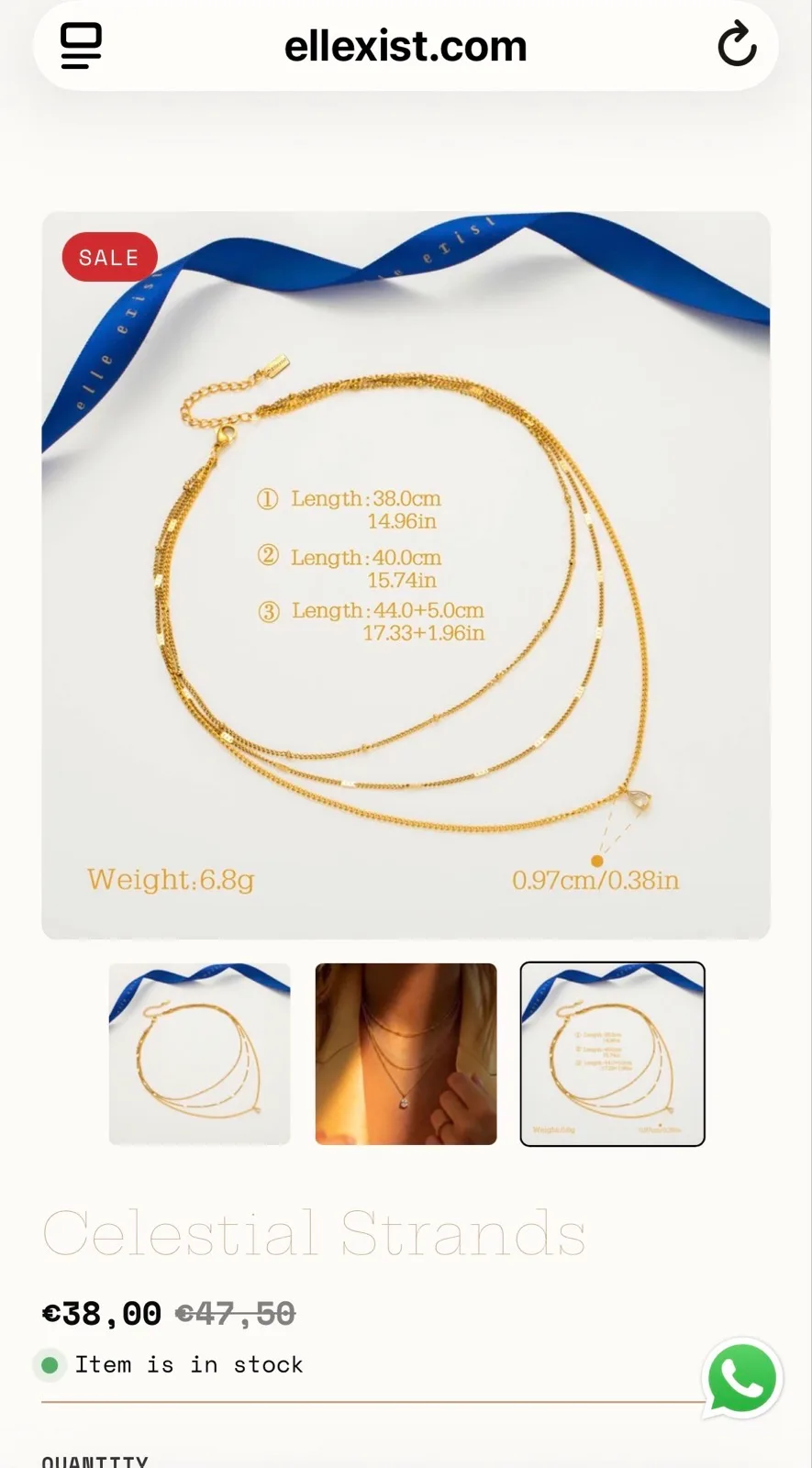 Ellexist Layered Gold Tone Necklace Teardrop Pendant Adjustable RRP 38euro – photo 5