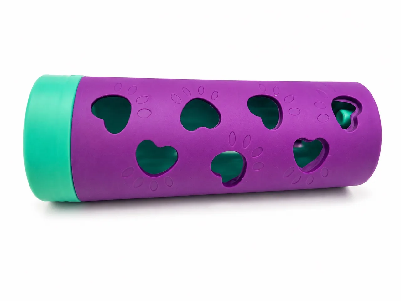 Interactive Treat Dispensing Dog Puzzle Toy Tube Plastic Purple Green Brand New — photo 2