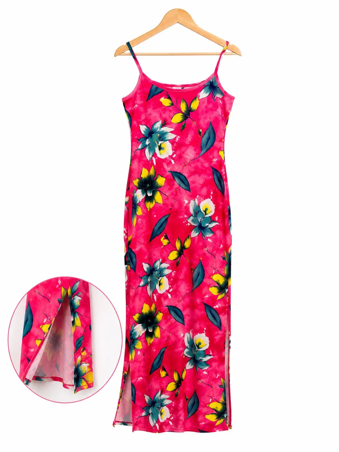 Next Women's Pink Floral Maxi Dress Size 8 Side Split Summer Holiday — photo 2