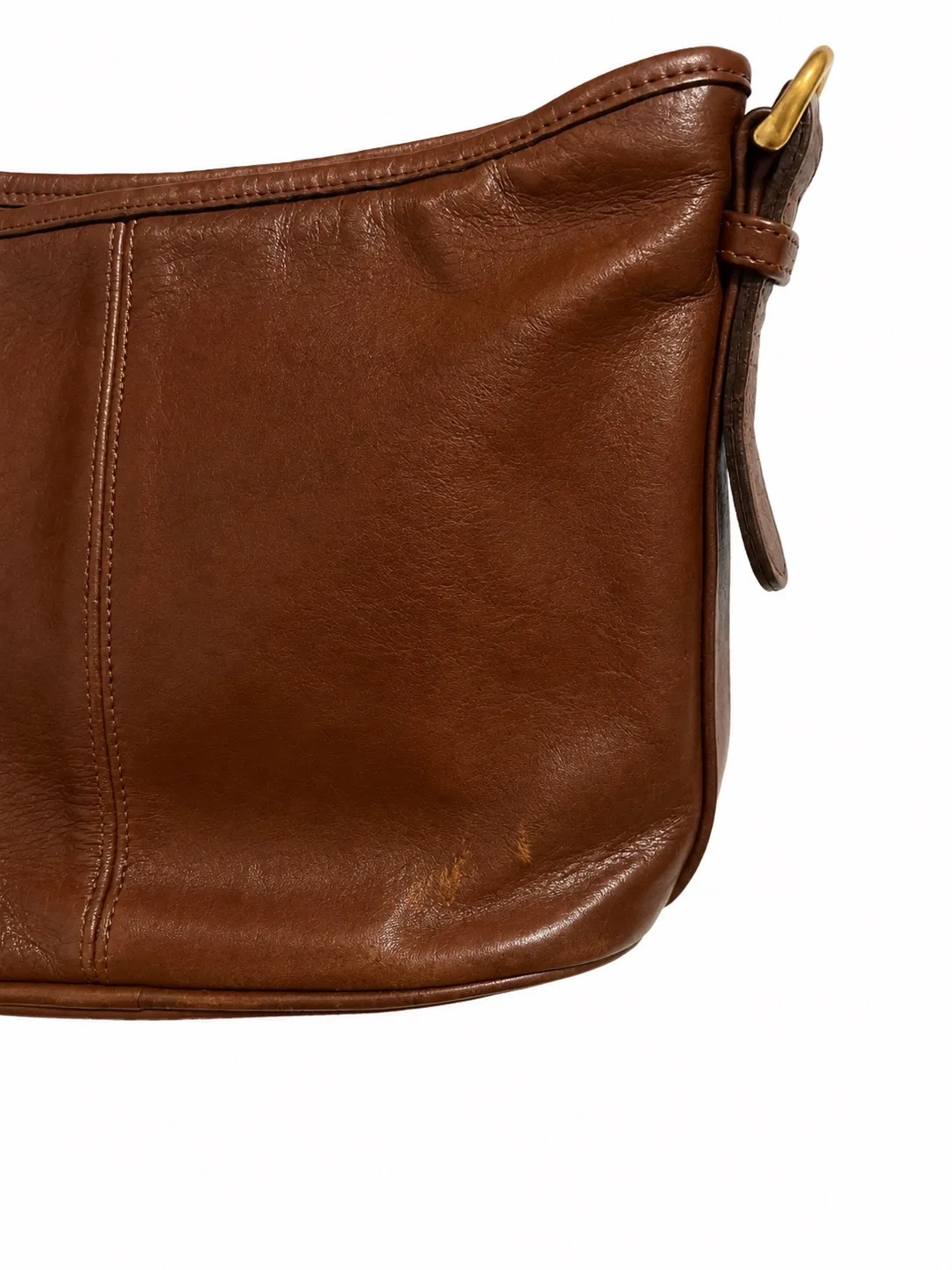 Vintage Coach Brown Leather Women's Crossbody Bag Gold Hardware Pockets I6M 4148 — photo 3