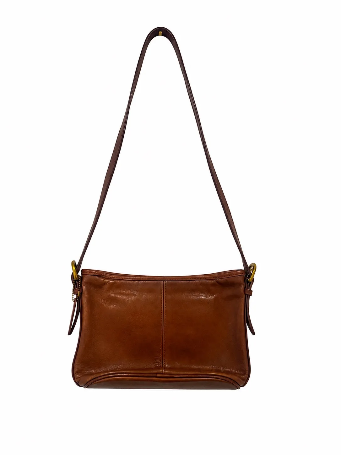 Vintage Coach Brown Leather Women's Crossbody Bag Gold Hardware Pockets I6M 4148 — photo 2