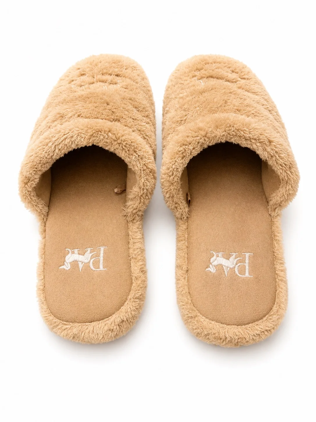 Peter Alexander Women's Beige Faux Fur Slip-On Slippers Embroidered Size M AU7-8 — photo 2
