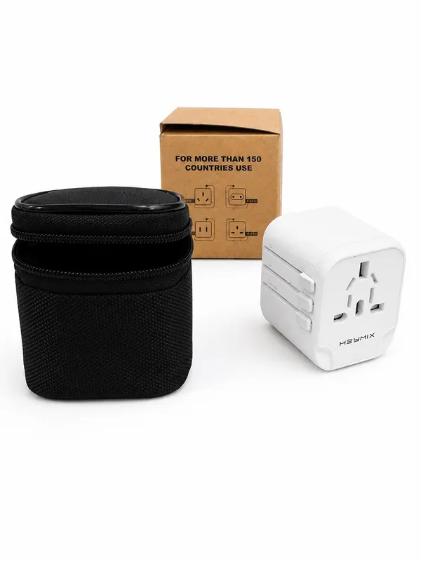Heymix International Travel Adapter Universal Travel Plug 2 Port USB White BNIB