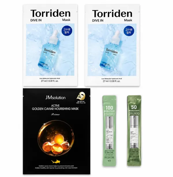 Best Korean Skincare Beauty Bundle VT Reedle Shot Torriden JMsolution Mask Set