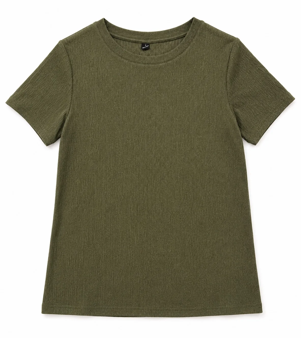 SHEIN Women's 2pc Set Rib Knit T-Shirt & Wide-Leg Pants Size S Olive Green — photo 2
