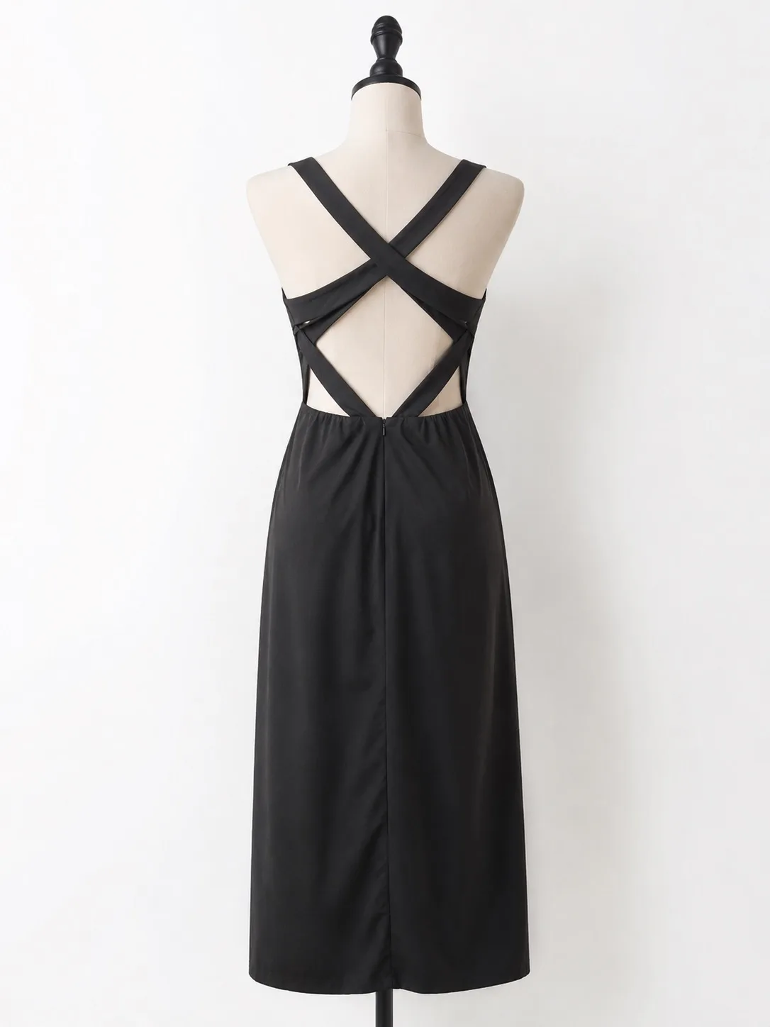 Heart on Fire Black Square Neck Strappy Backless Stretch Midi Dress 10 Like New — photo 2