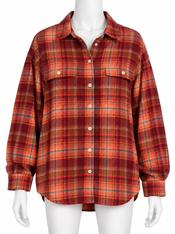 Old Navy The Boyfriend Shirt Women's Plaid Flannel Button-Up Relaxed L