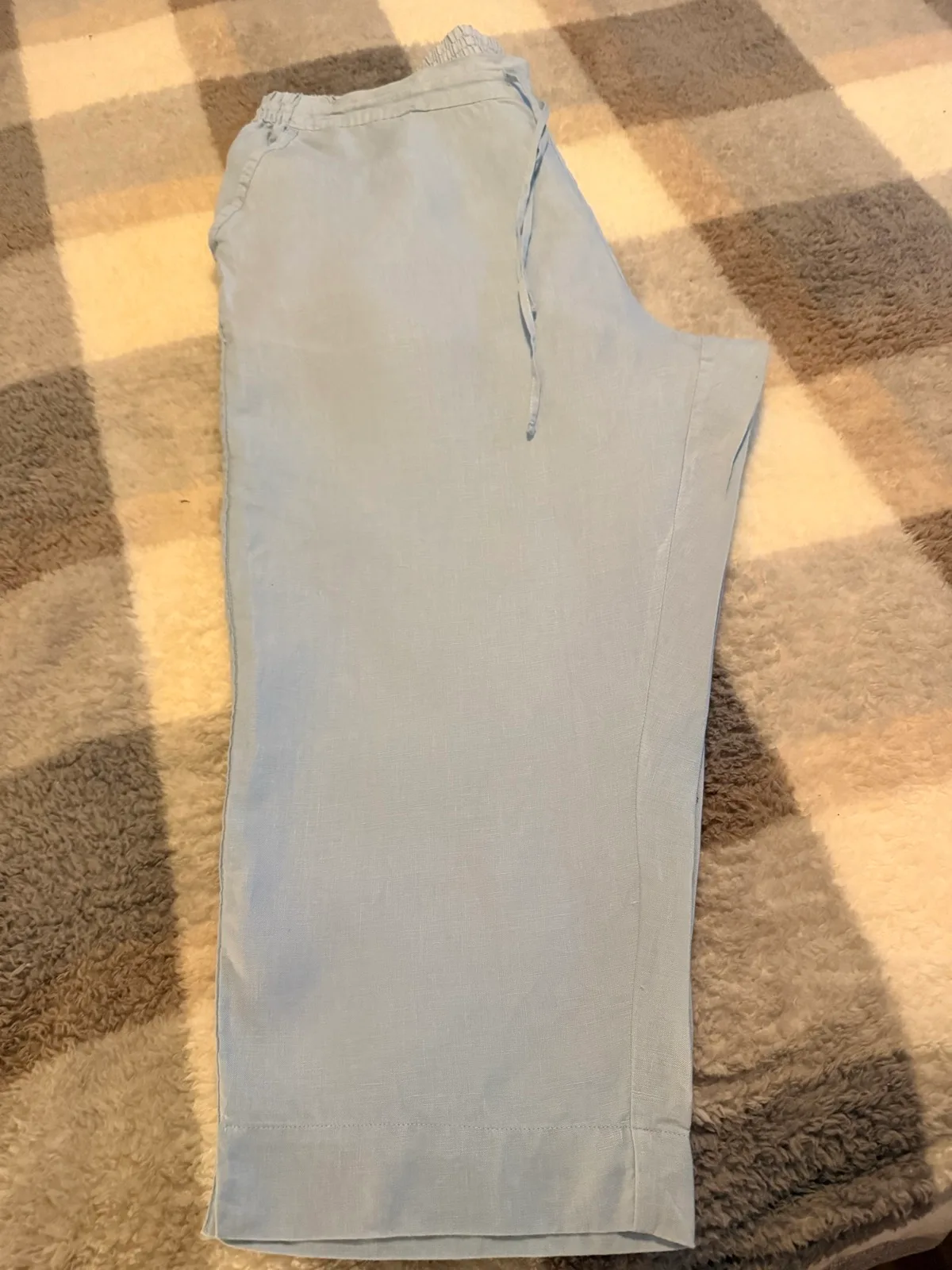 Autograph light blue cropped pants linen — photo 2