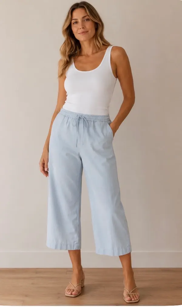 Autograph light blue cropped pants linen