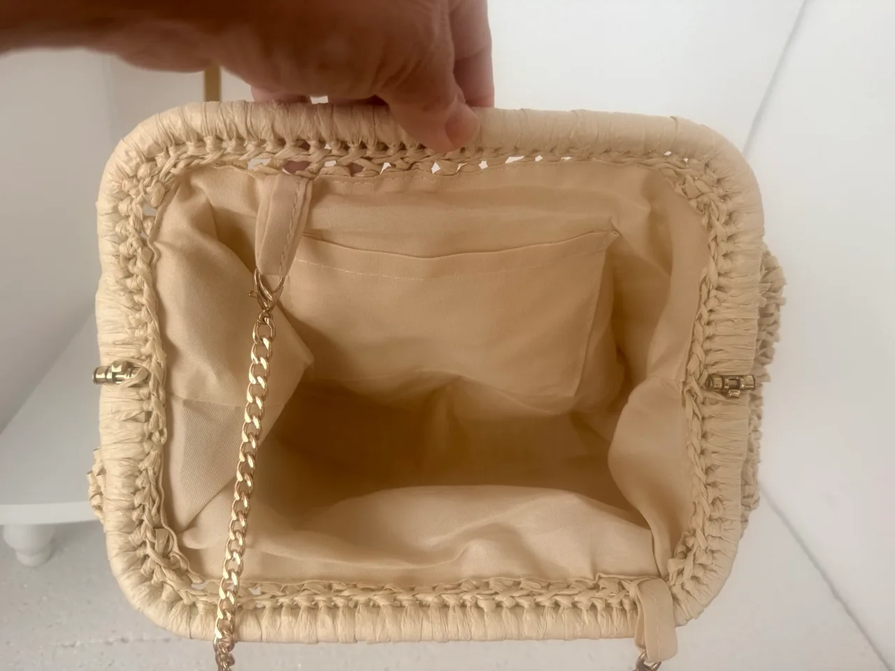 Straw clutch with shoulder chain new – photo 3