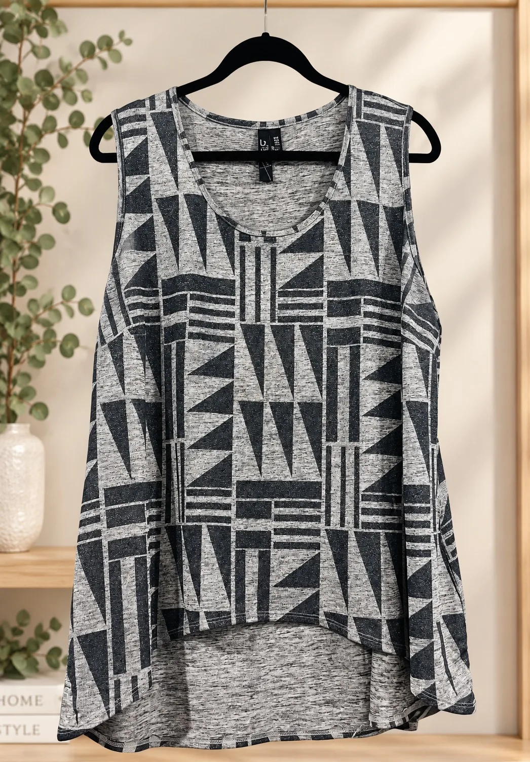 TS 2 tone grey shimmering layering high low long line top – size M – photo 3