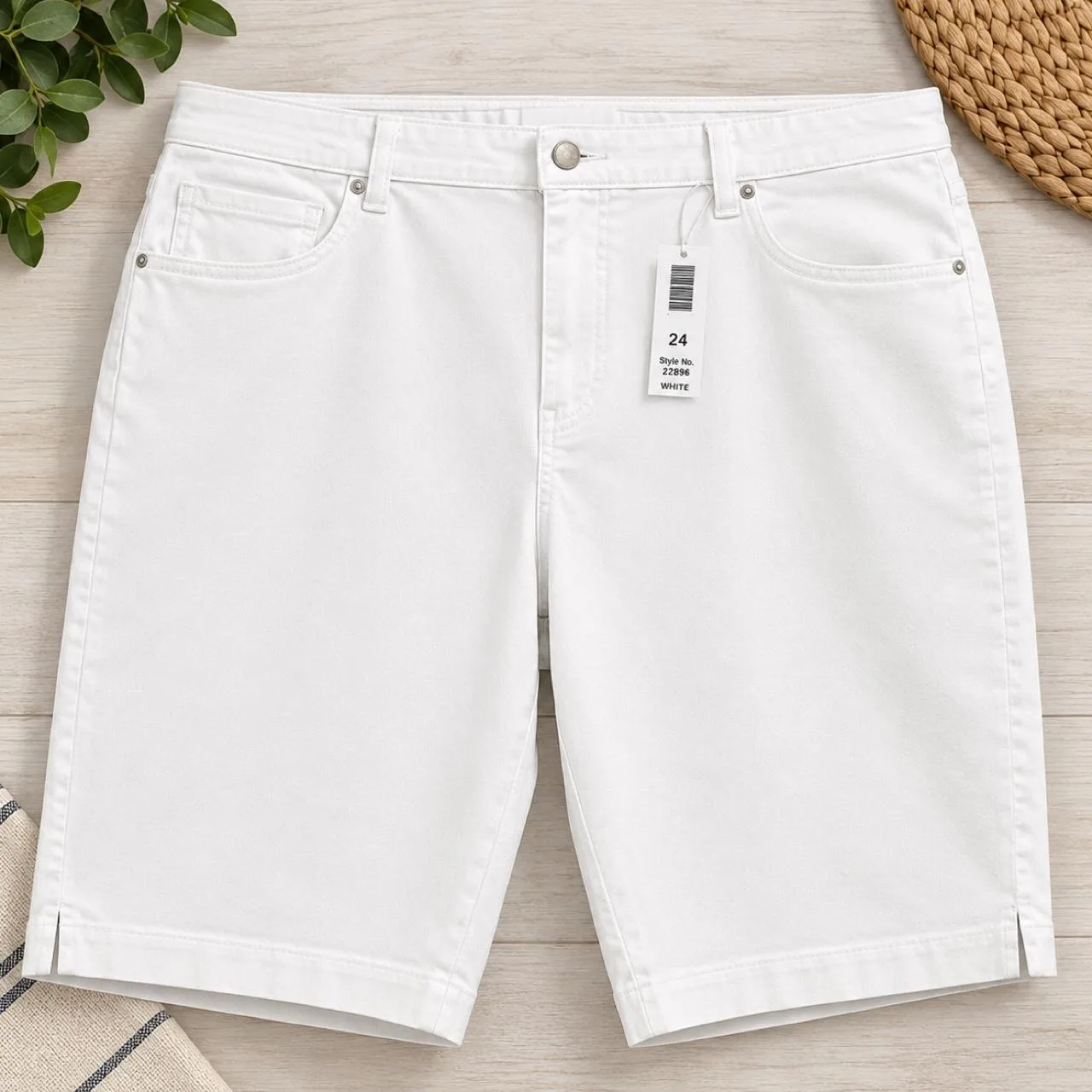 Brand new white denim jean shorts by Suzanne Grae- Size 24 – photo 2