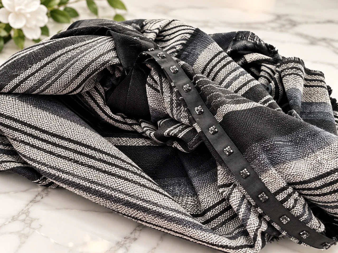 black TS black and grey stripe button down top/jacket size M. — photo 4