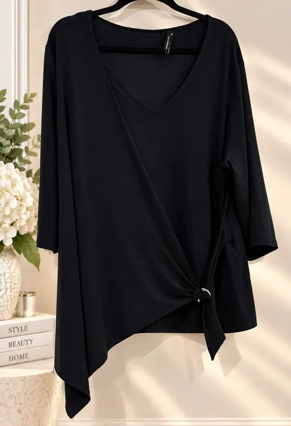 Mirrors Woman stretch navy blue stretch tunic with buckle - Size 18
