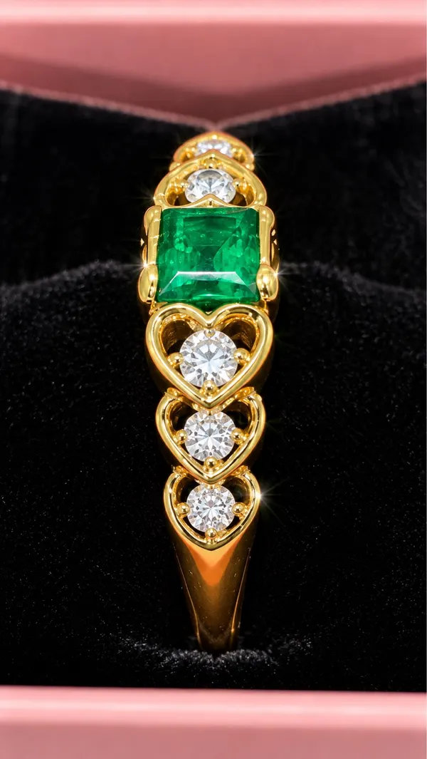 18kt emerald with diamonds 18kt gold ring with valuation