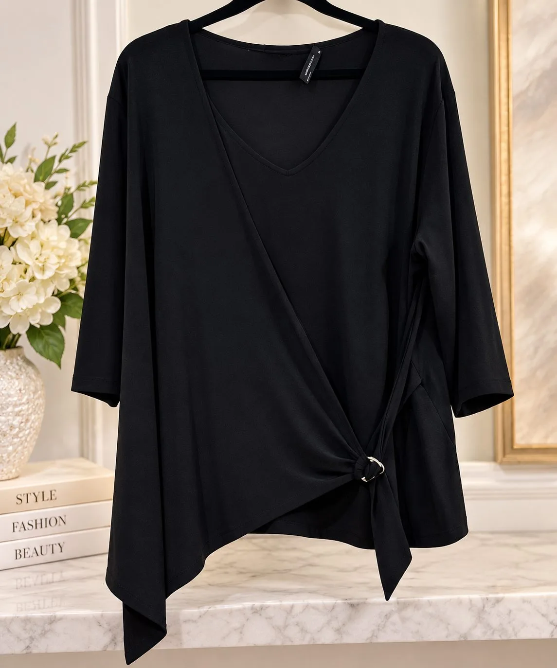 Mirrors Woman stretch navy blue stretch tunic with buckle - Size 18 – photo 4