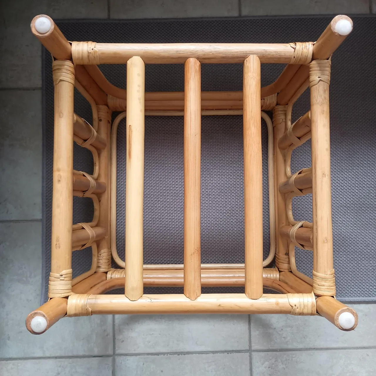 Vintage Rattan & Bamboo Tinted Glass-Top Side Table / End Table – photo 7
