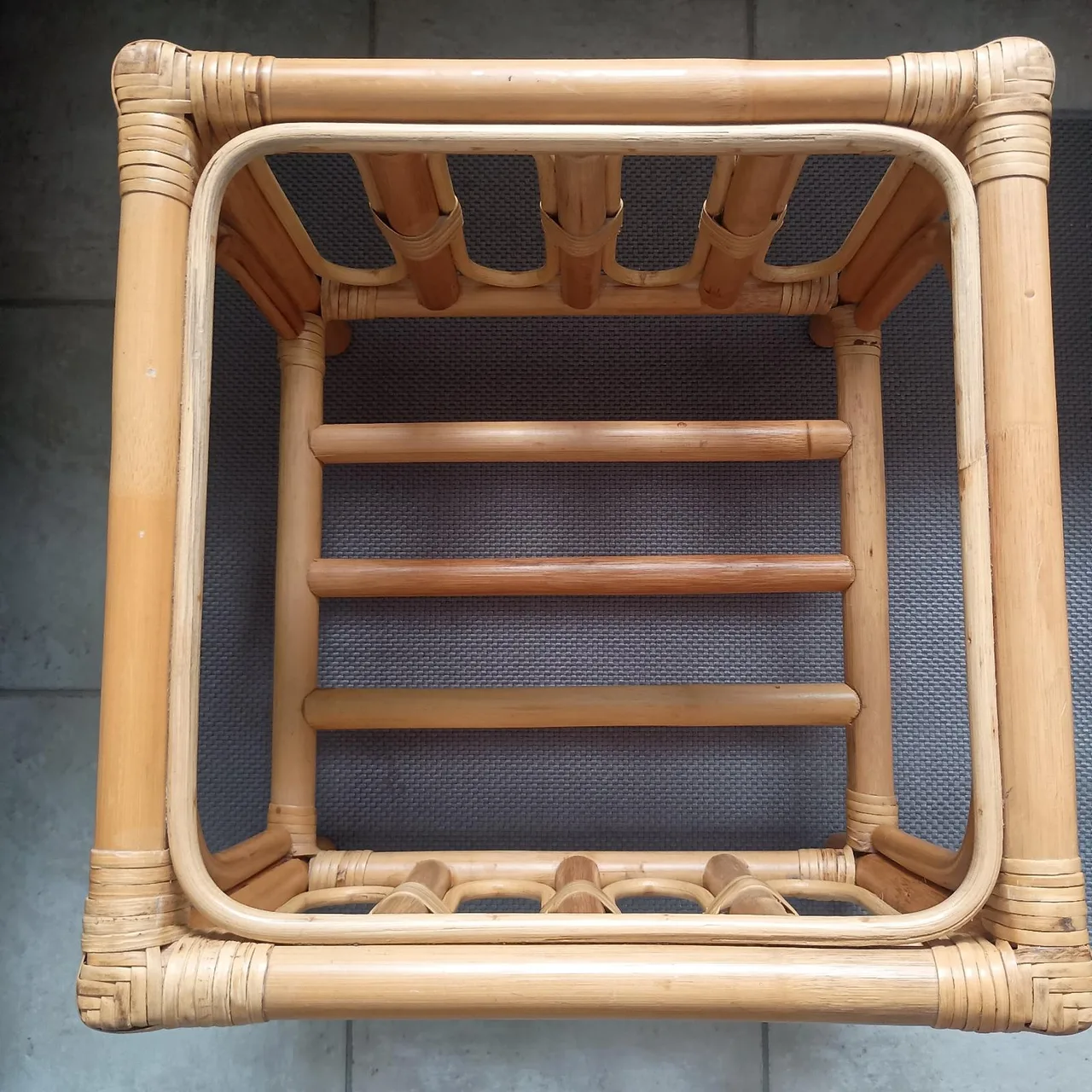 Vintage Rattan & Bamboo Tinted Glass-Top Side Table / End Table – photo 6