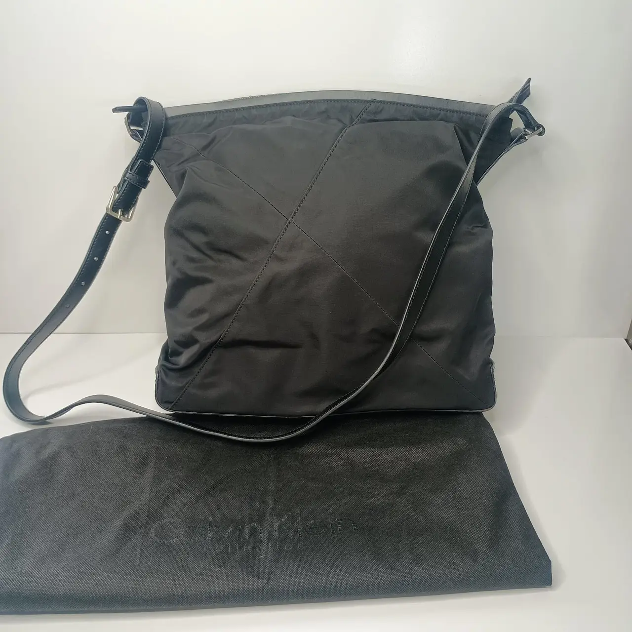 Calvin Klein Collection Black Nylon & Leather Crossbody Bag (w/ Dust Bag) – photo 2