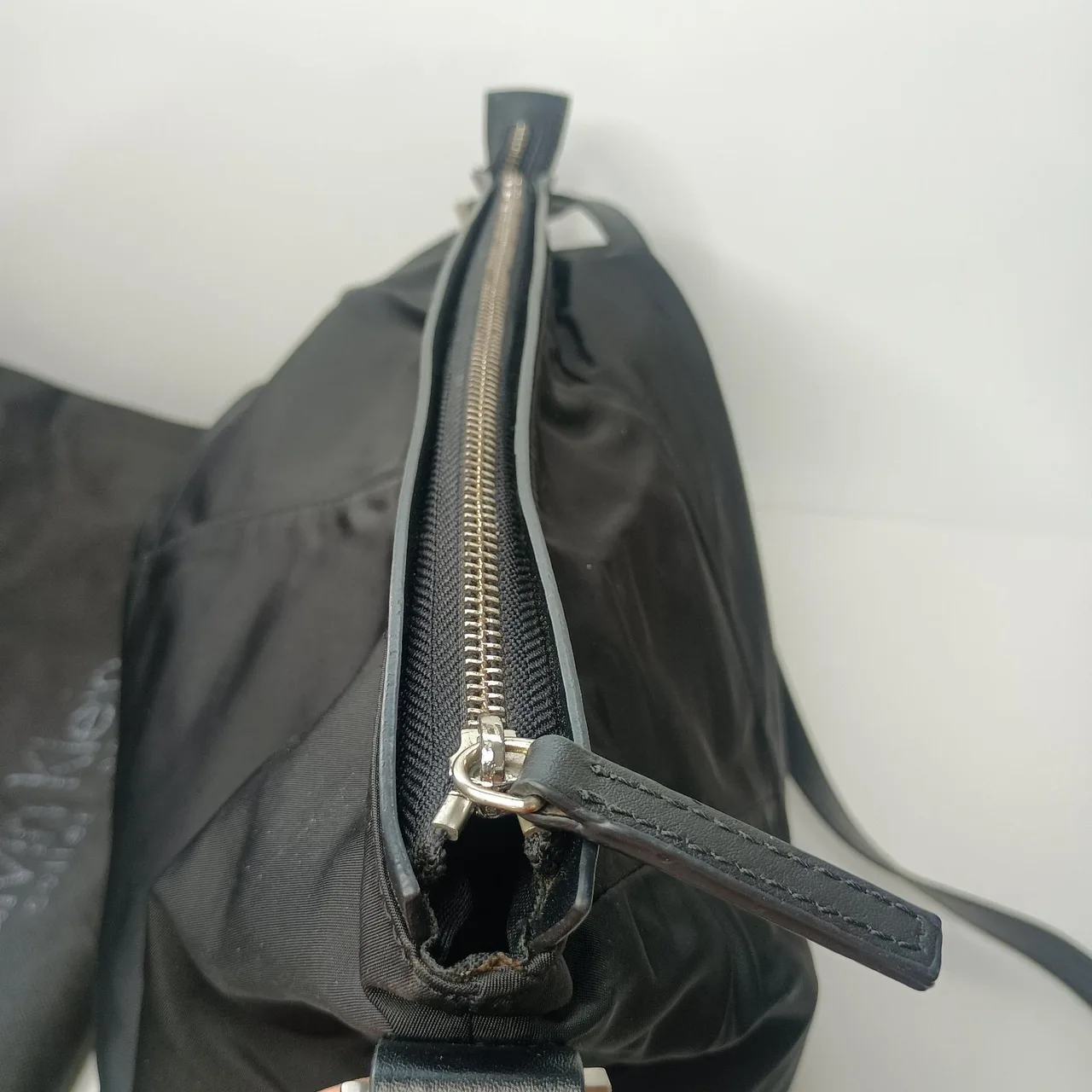 Calvin Klein Collection Black Nylon & Leather Crossbody Bag (w/ Dust Bag) – photo 6