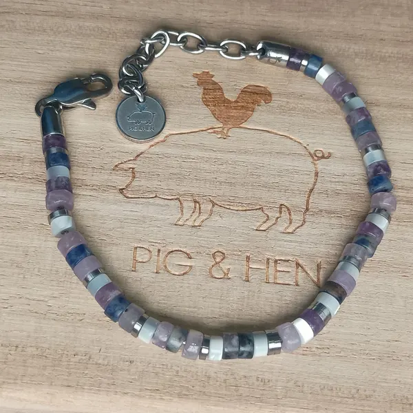 Authentic Pig & Hen "Brontide Mosaic" Gemstone Bracelet (Novara Colorway