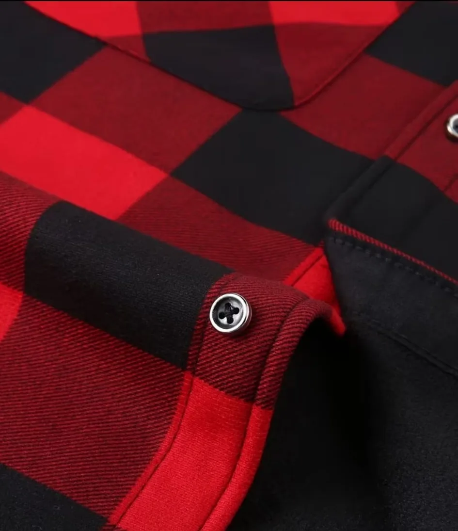 Men's Red & Black Buffalo Plaid Hooded Fleece-Lined Jacket | size L — photo 4