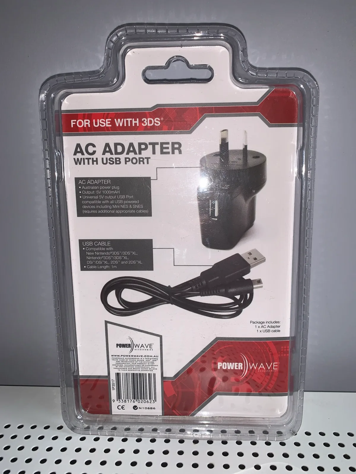 Nintendo 3DS/NES and SNES classic AC adapter with USB port and cable – photo 2
