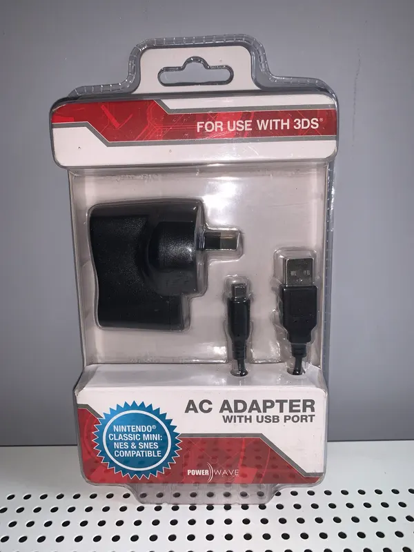 Nintendo 3DS/NES and SNES classic AC adapter with USB port and cable