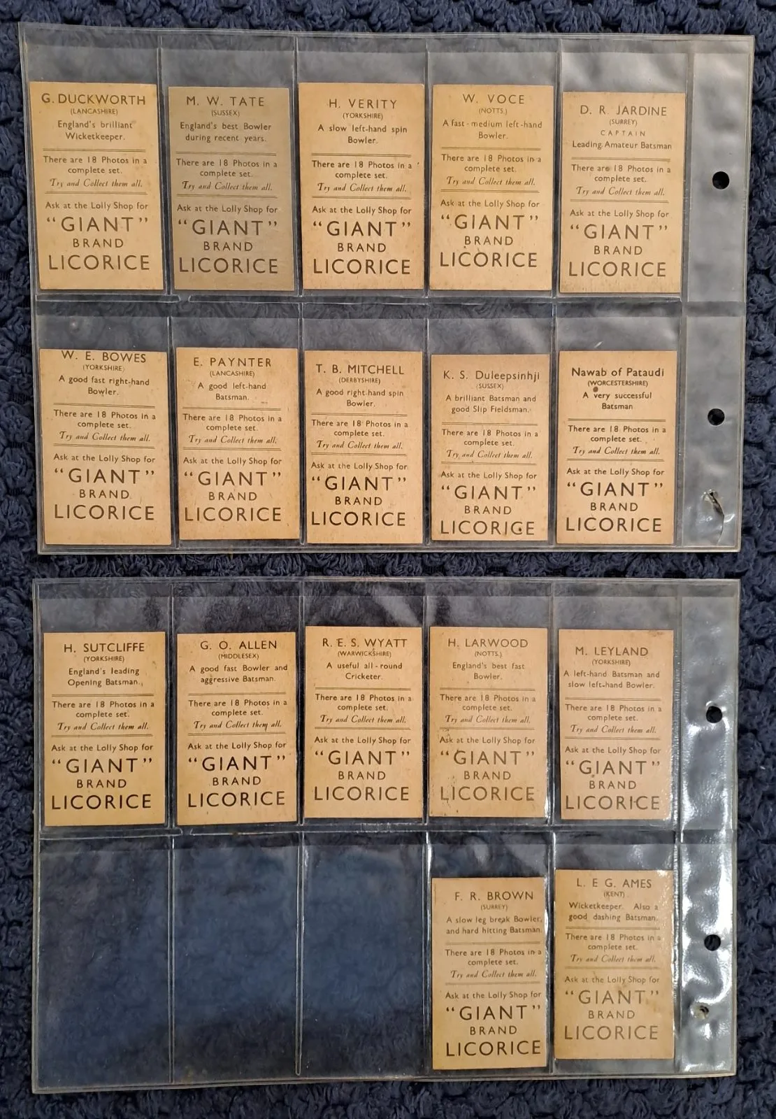 Vintage Giant Brand Licorice Cricket Card Set – 1930s English Cricketers — photo 2
