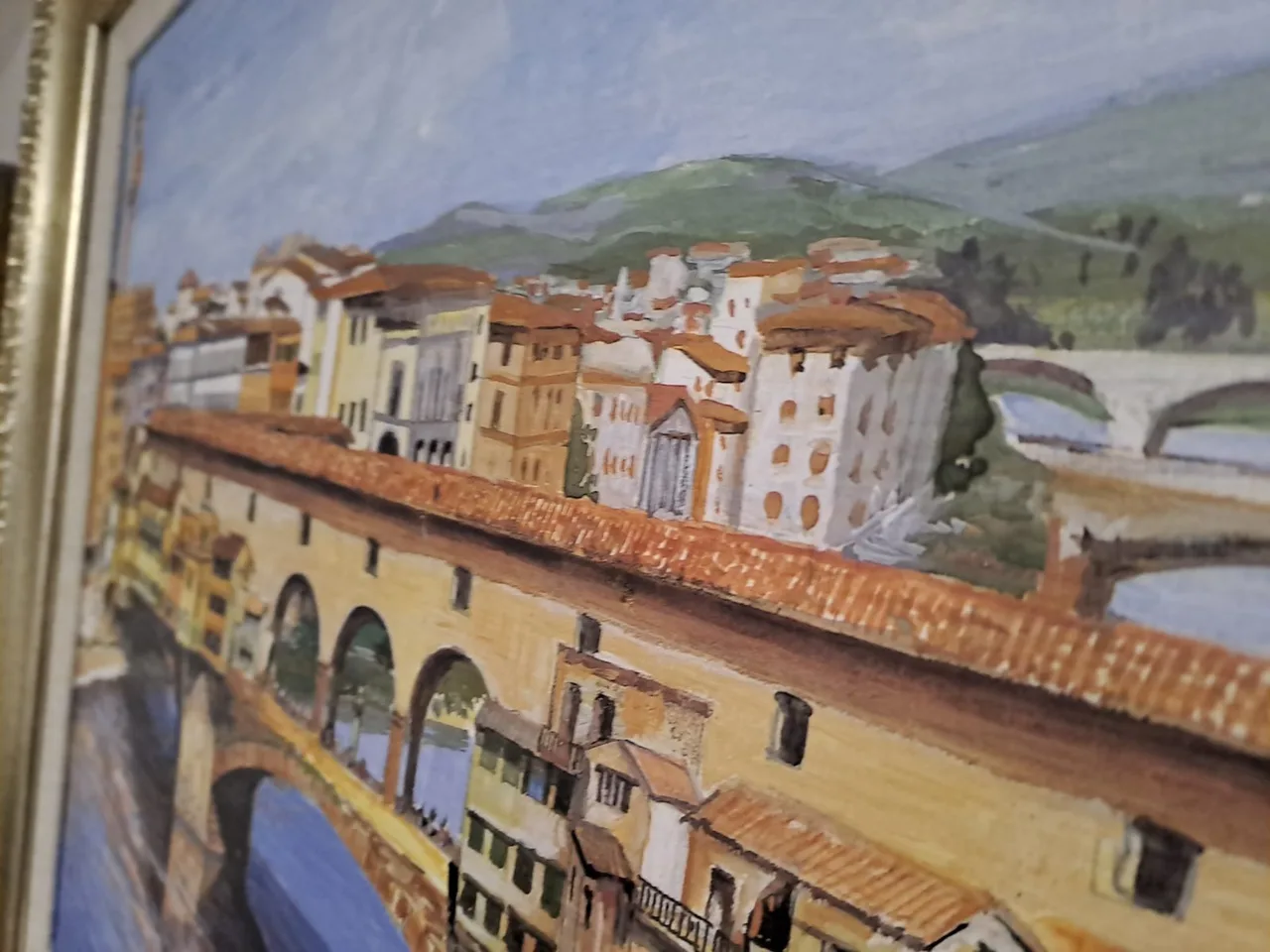 Original B. Cerutti Felugo Italian Painting – Ponte Vecchio Florence – Signed & — photo 7