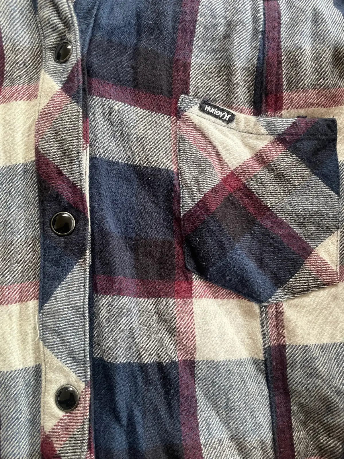 Hurley plaid flannel button up hooded shirt, size L – photo 2