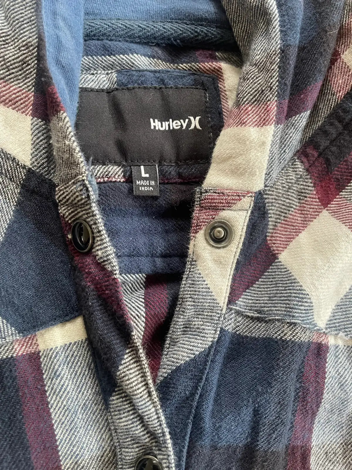 Hurley plaid flannel button up hooded shirt, size L – photo 3