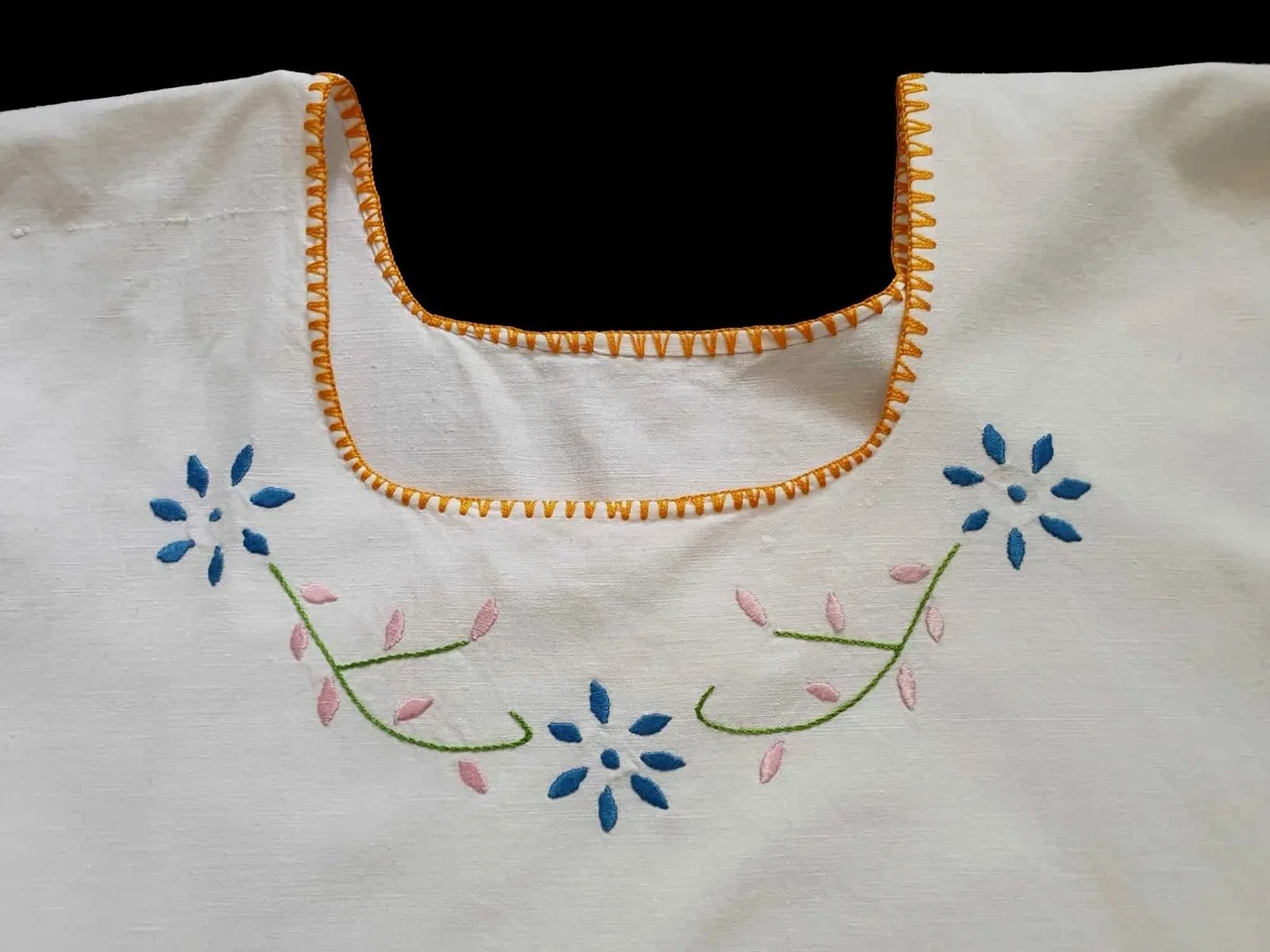 Vintage Embroidered Linen Chemise, Shift - M — photo 7
