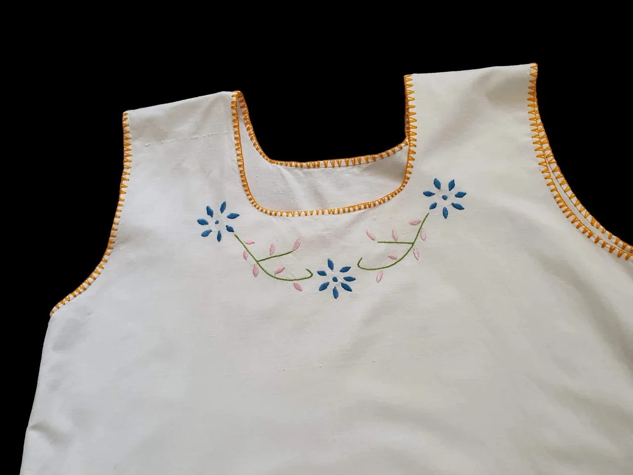 Vintage Embroidered Linen Chemise, Shift - M — photo 6
