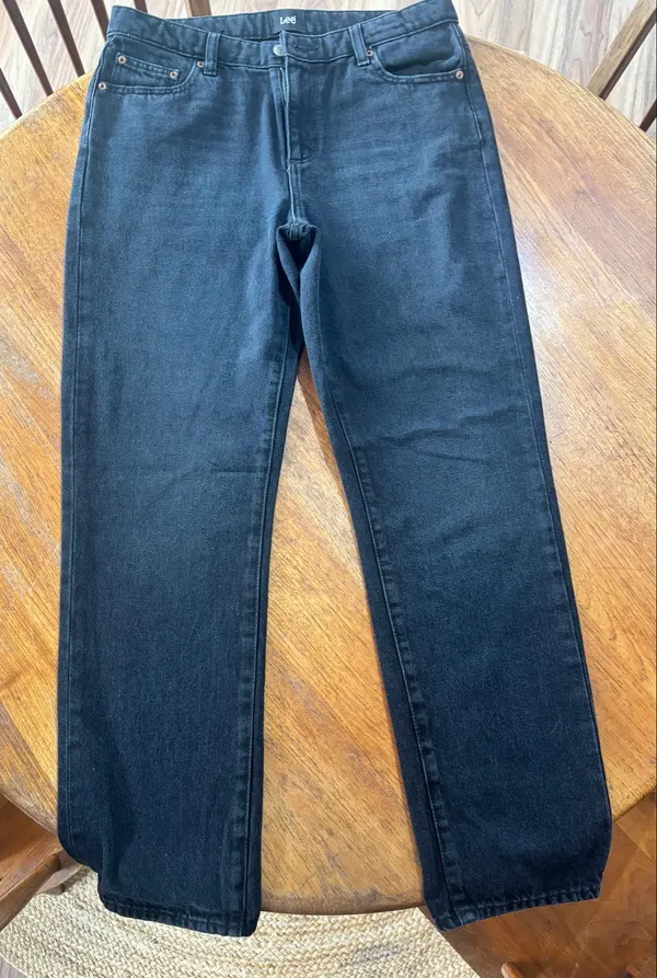 Lee Mid Slim Straight Ladies Jeans Black Drift Wash Size 12